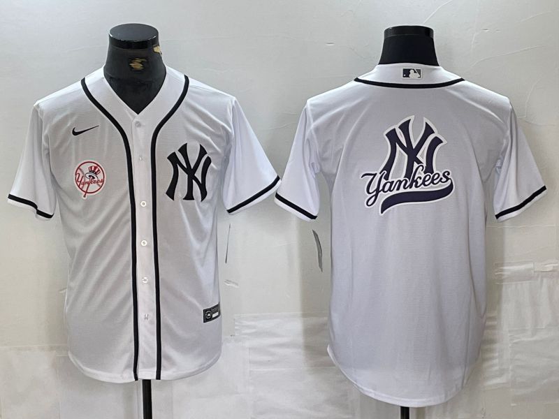 Men New York Yankees Blank White Third generation joint name Nike 2024 MLB Jersey style 15